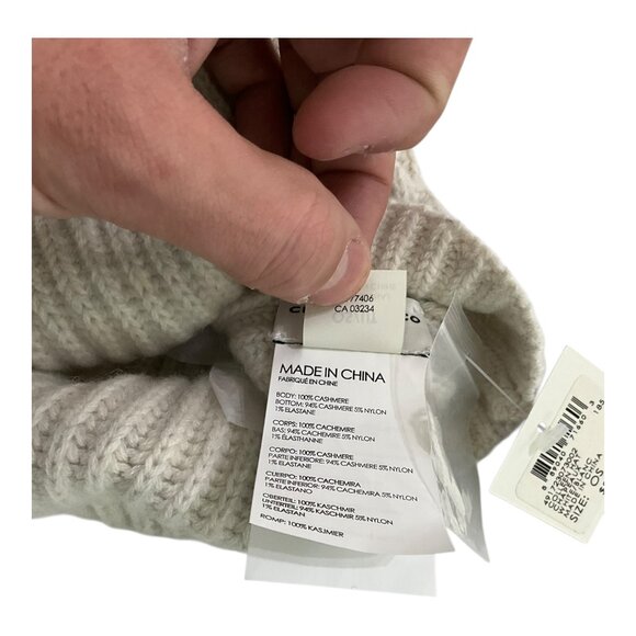 Club Monaco White 100% Cashmere Beanie Soft Luxury Womens NWT - Picture 6 of 6